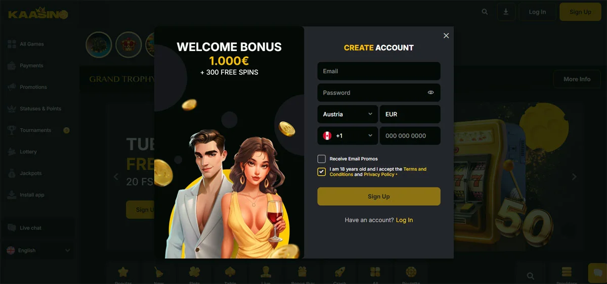 Kaasino Casino Sign Up