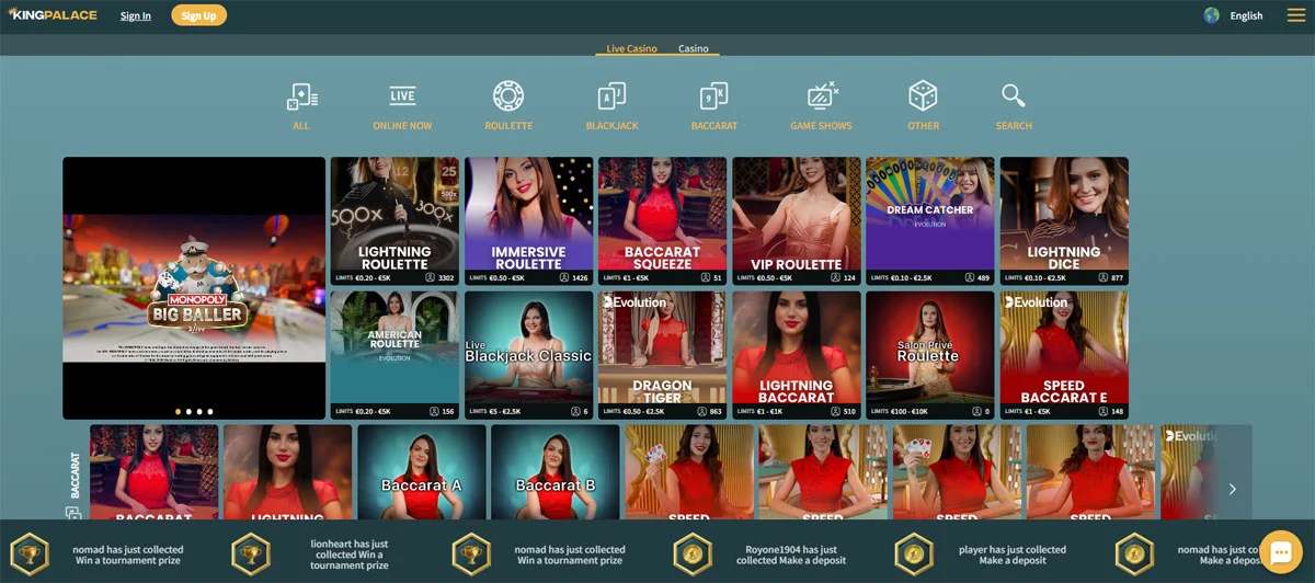KingPalace Casino Live Casino