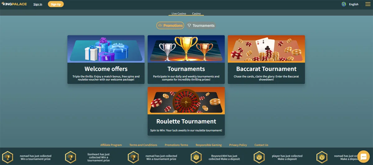 KingPalace Casino Promotions