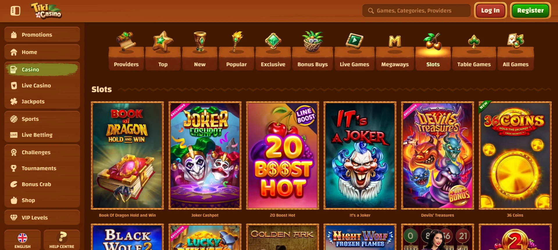 Tiki Casino Slots Section