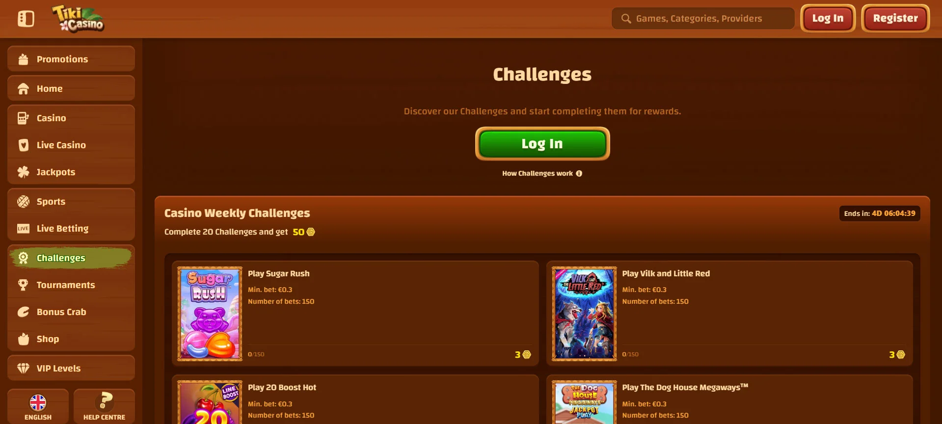 Tiki Casino Challenges
