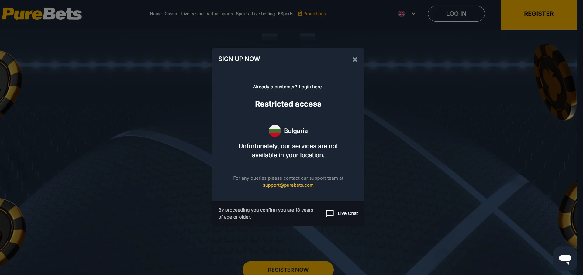 Purebets Casino Registration