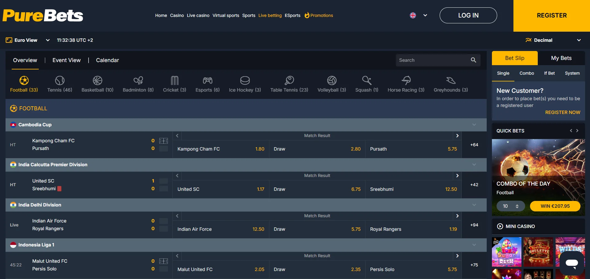 Purebets Casino Live Betting