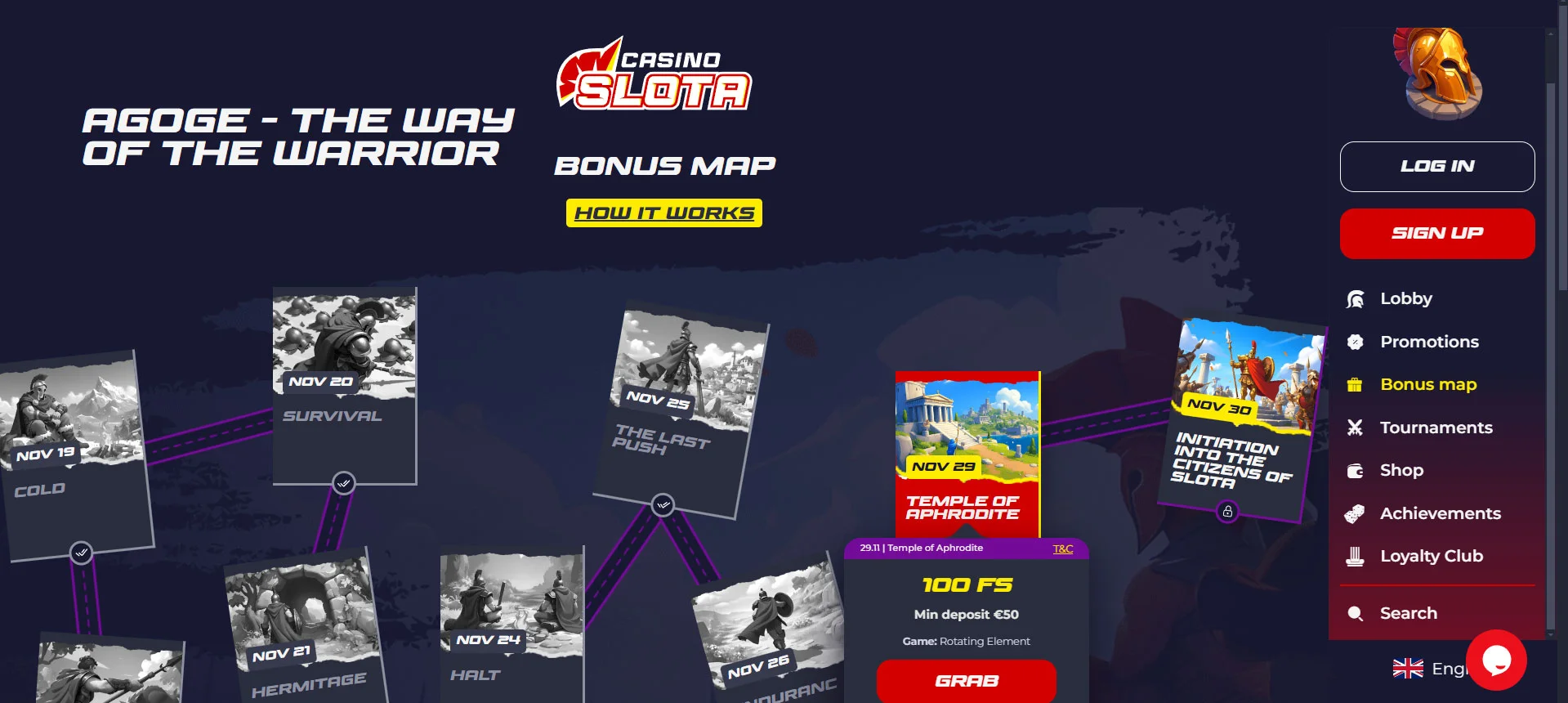 Slota Casino Bonus Map