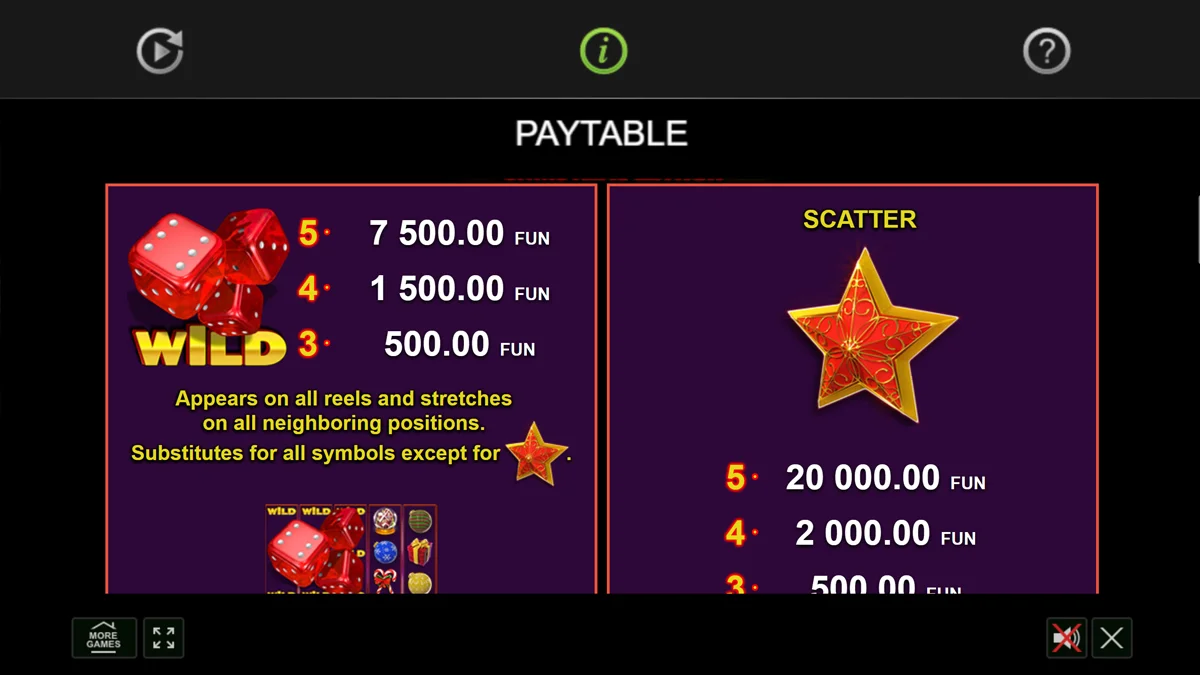 Dice & Roll Christmas Edition paytable