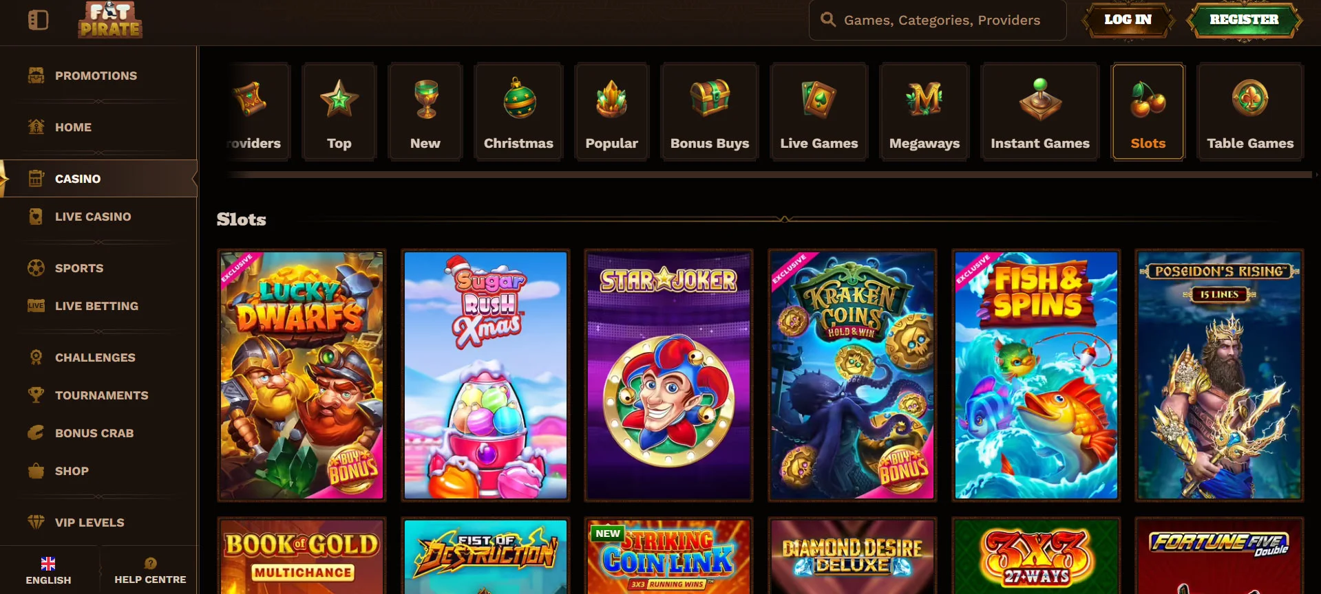 FatPirate Casino Slots Section