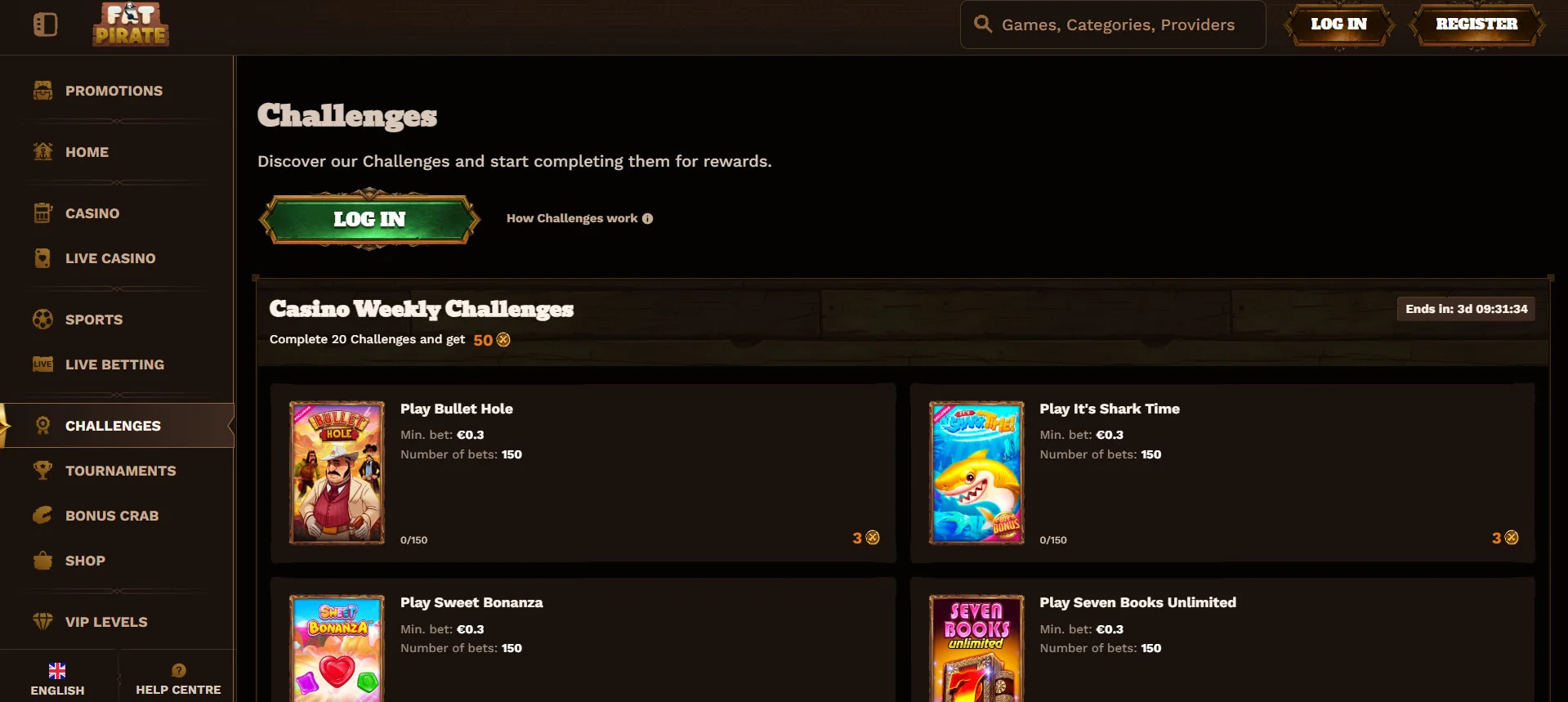 FatPirate Casino Challenges