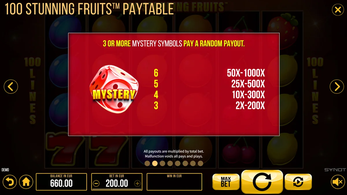 100 Stunning Fruits Mystery Symbol