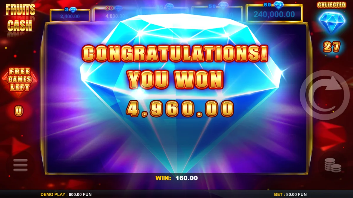 Fruits Cash Bonus Round Win