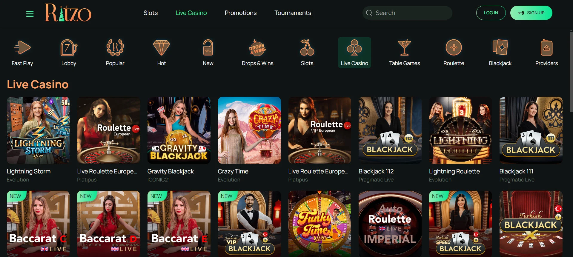 Ritzo Casino Live Casino