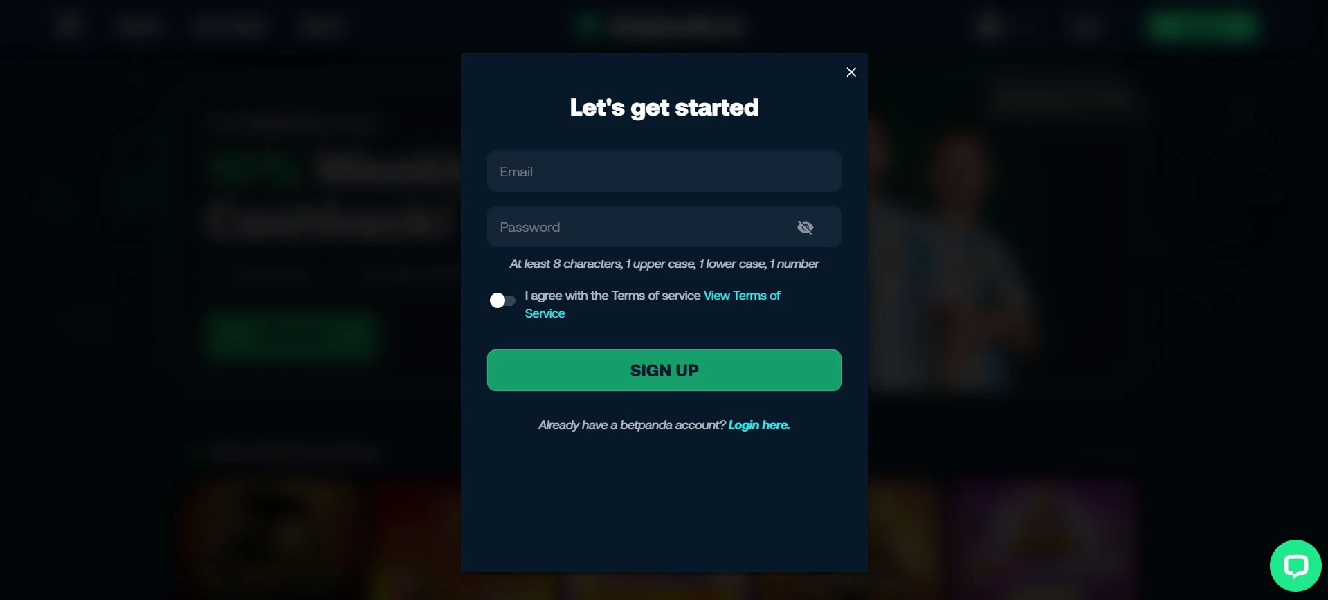 BetPanda Casino Registration