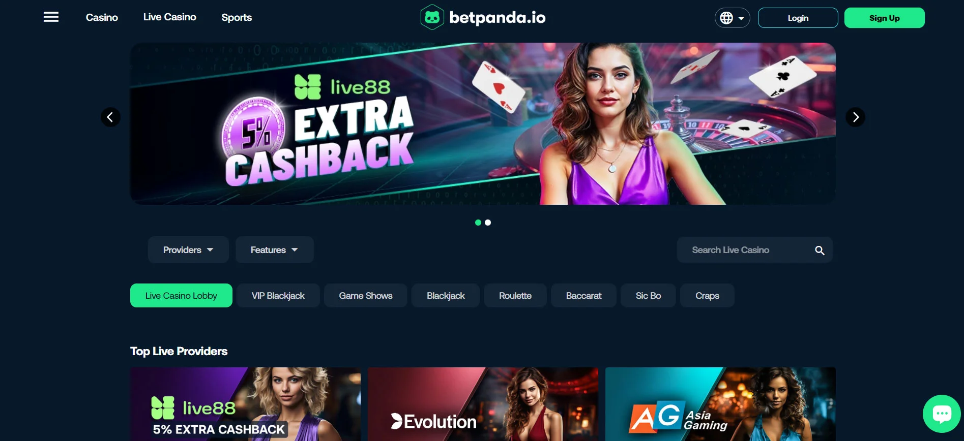 BetPanda Casino Live Casino