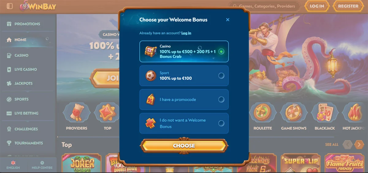 WinBay Casino SignUp