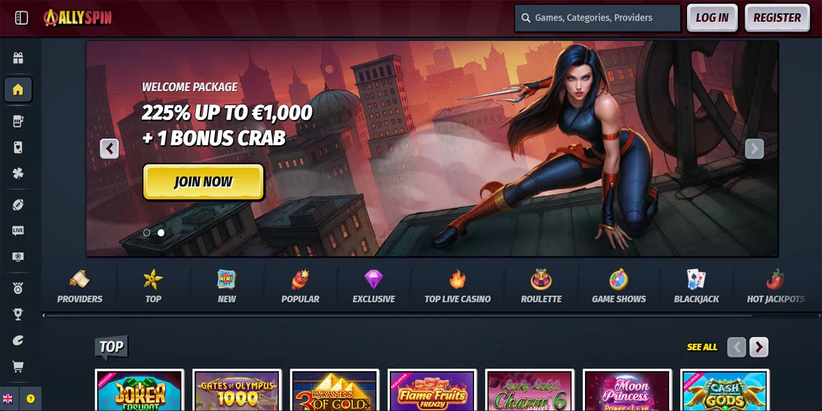 Allyspin Casino Homepage