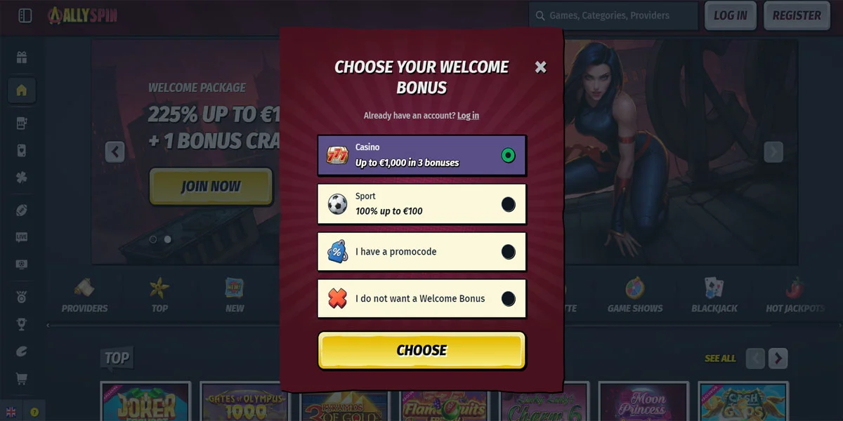 Allyspin Casino Register