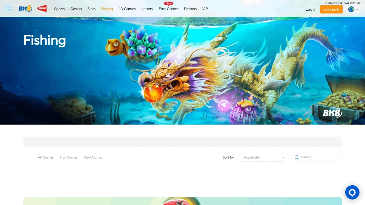 BK8 Casino Fast Games Page