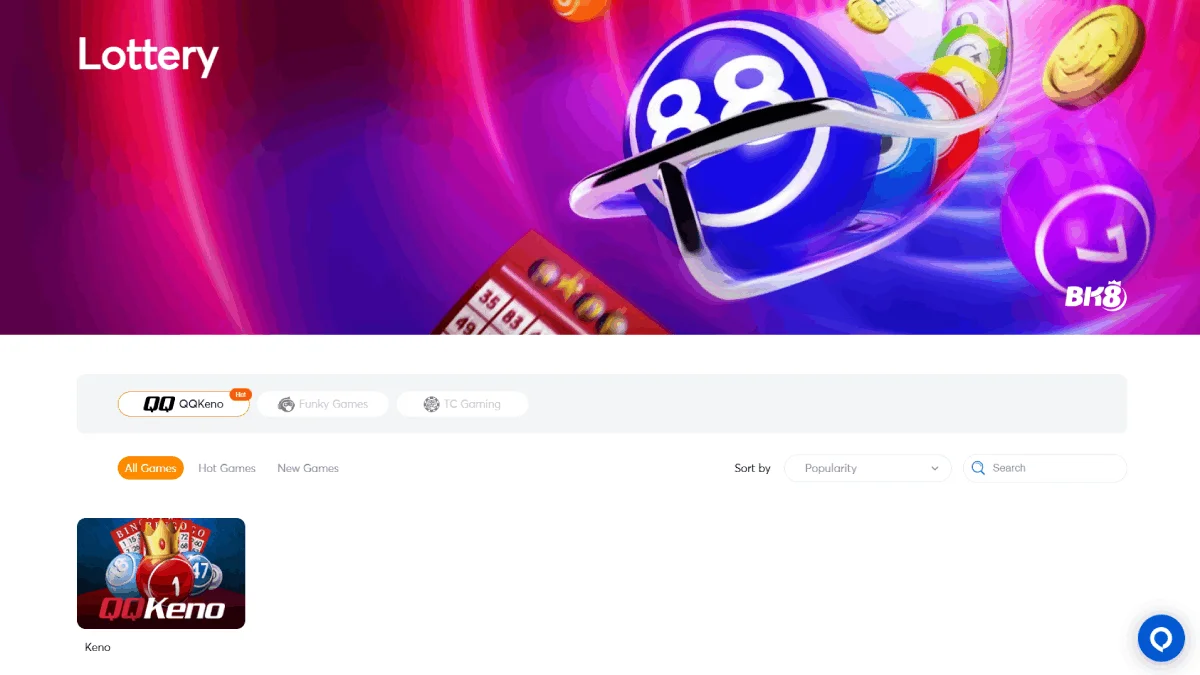 BK8 Casino Lottery Page