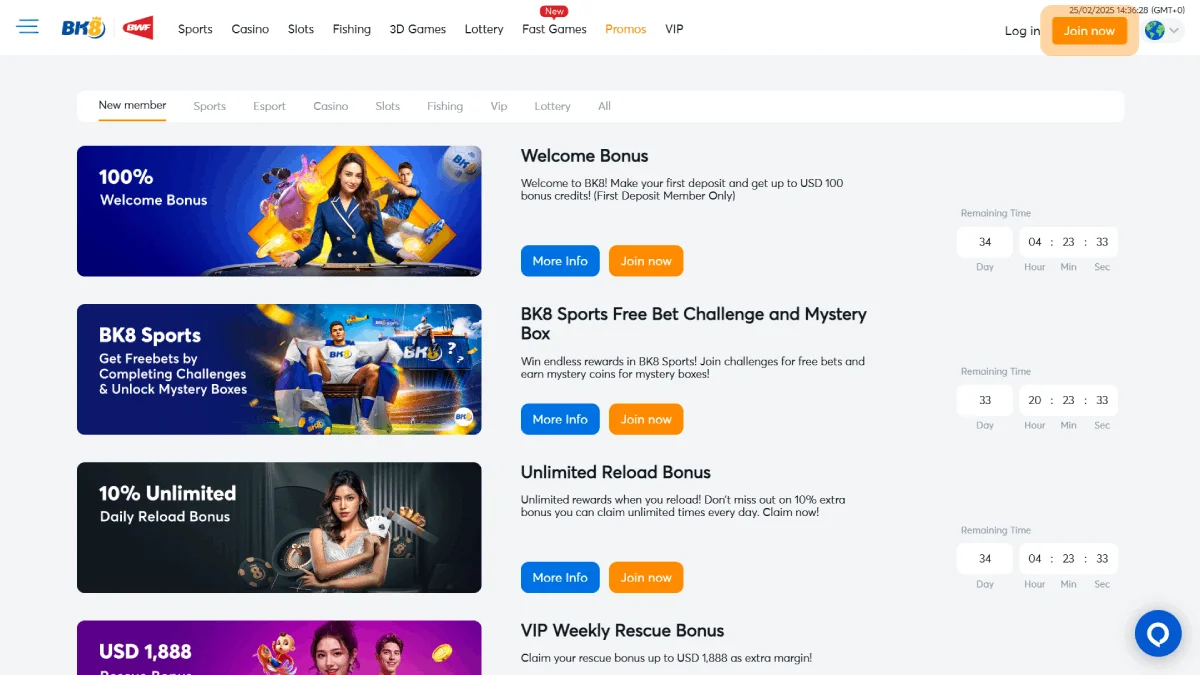BK8 Casino VIP Program Page