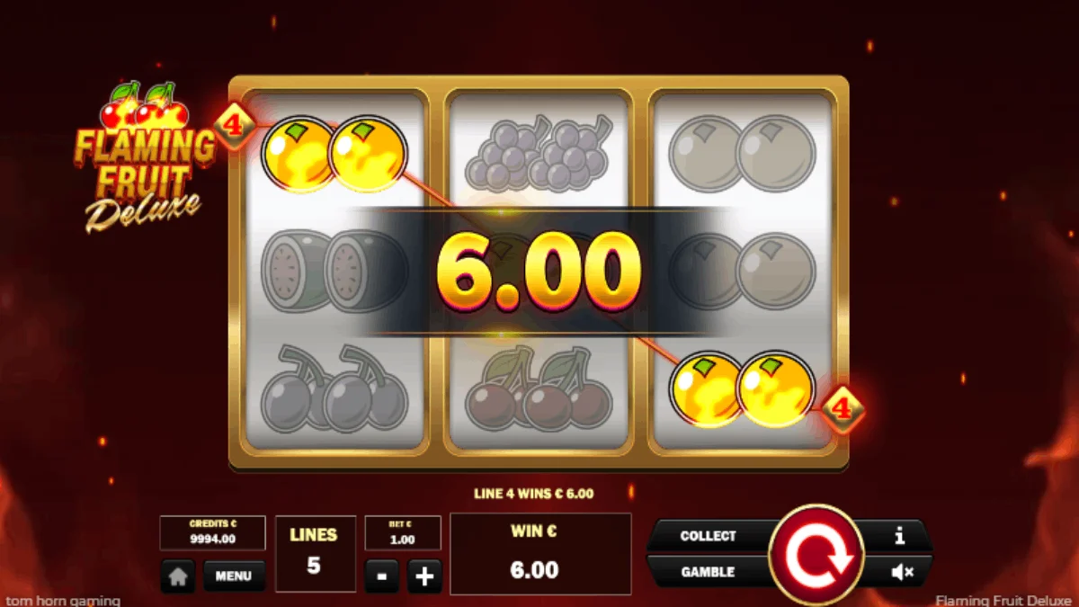 Flaming Fruit Deluxe Win Screen