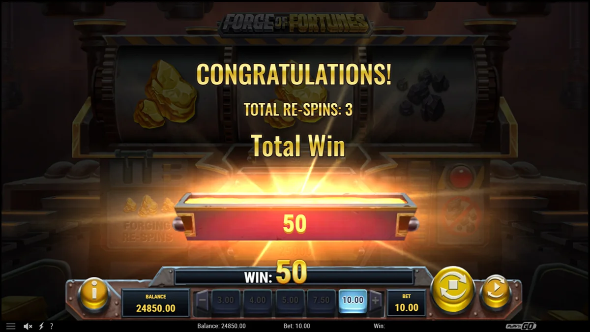 Forge of Fortunes Slot Re-Spins Win