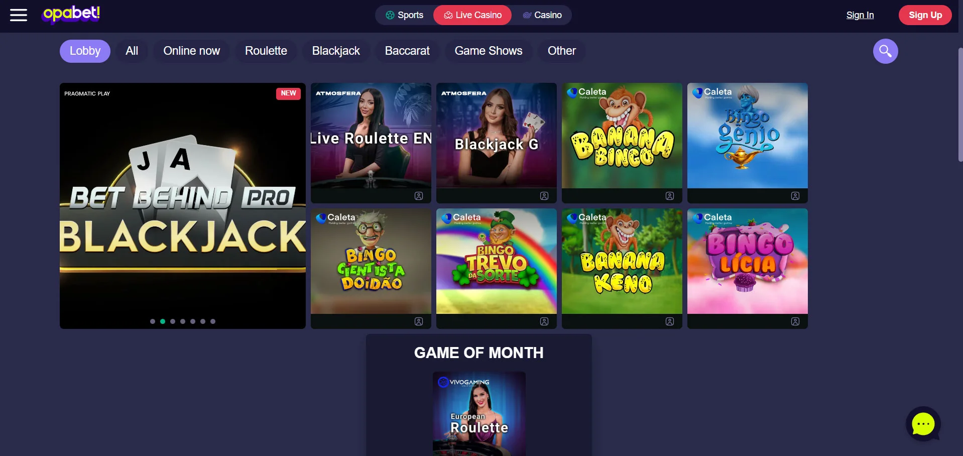 Opabet! Casino Slots Section