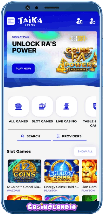 Taikaspins Mobile App Shot Template