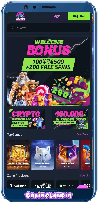 Wikibet Casino Mobile App View