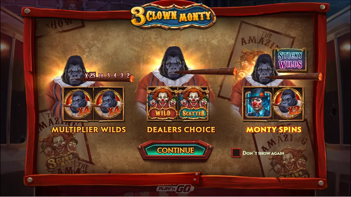 3 Clown Monty Slot Home Screen