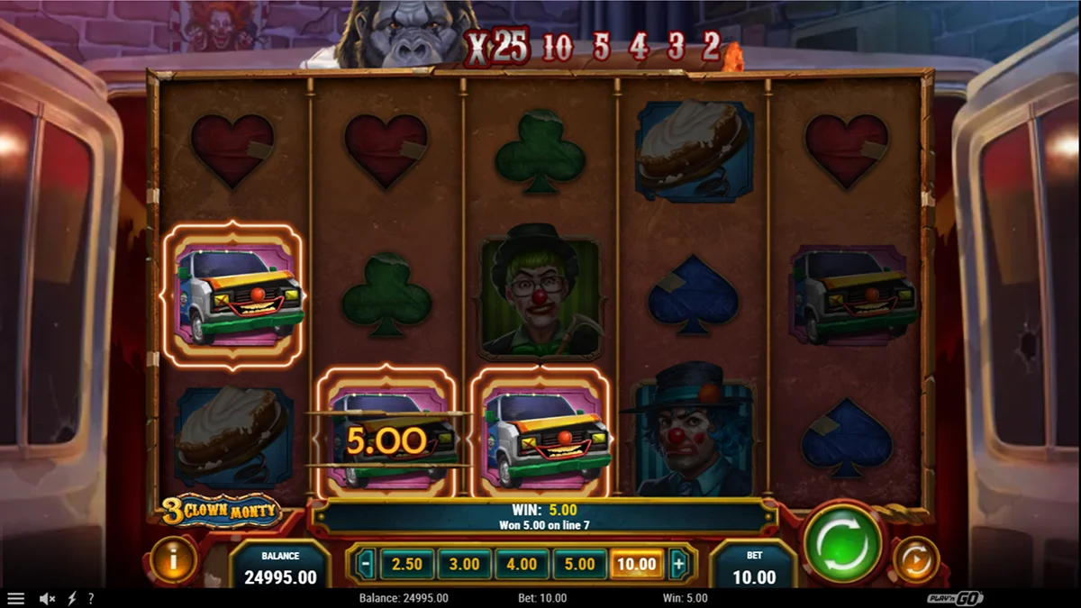 3 Clown Monty Slot Winning Combination
