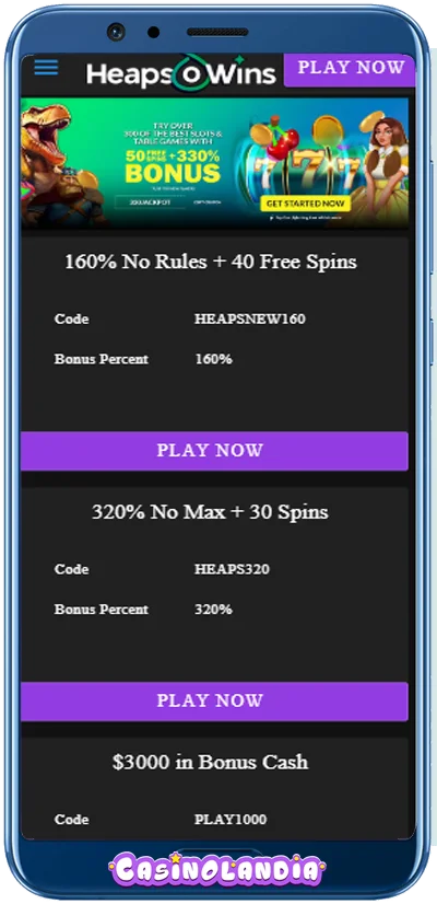 Heaps O Wins Casino Mobile App