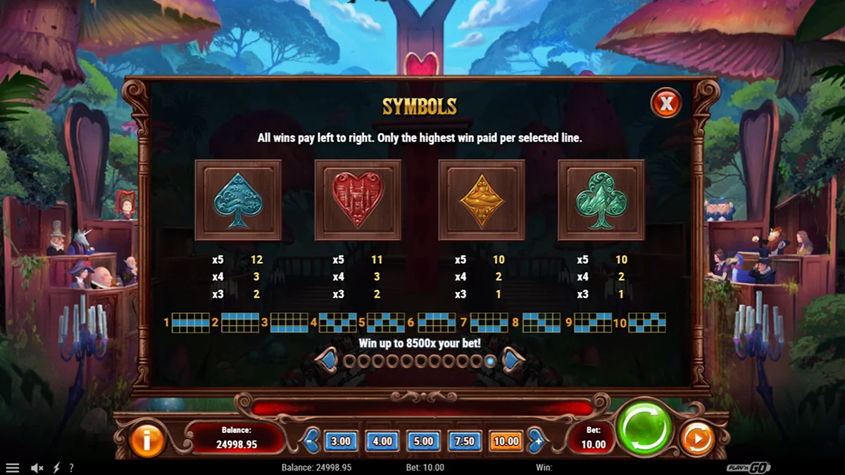 Court of Hearts Slot Paylines