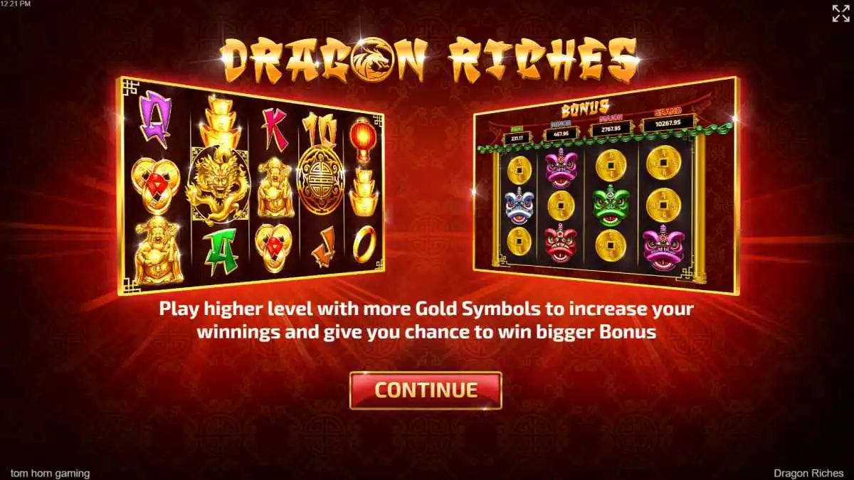 Dragon Riches Starting Screen