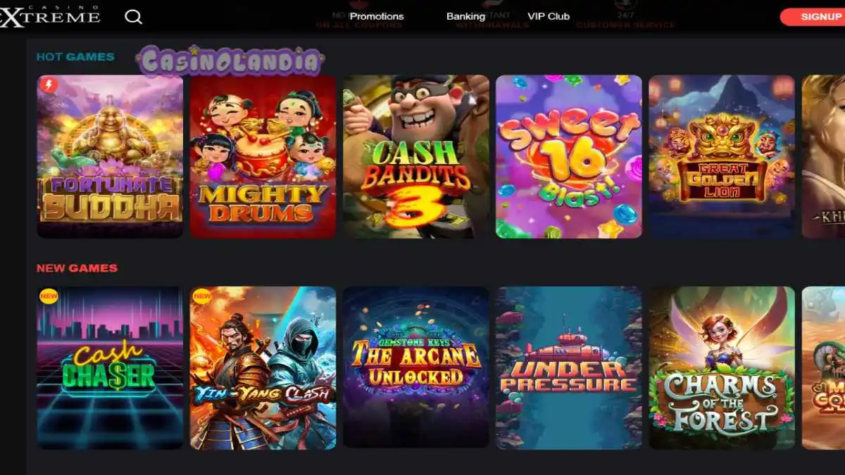 Extreme Casino Desktop View