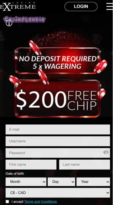 Extreme Casino Mobile View