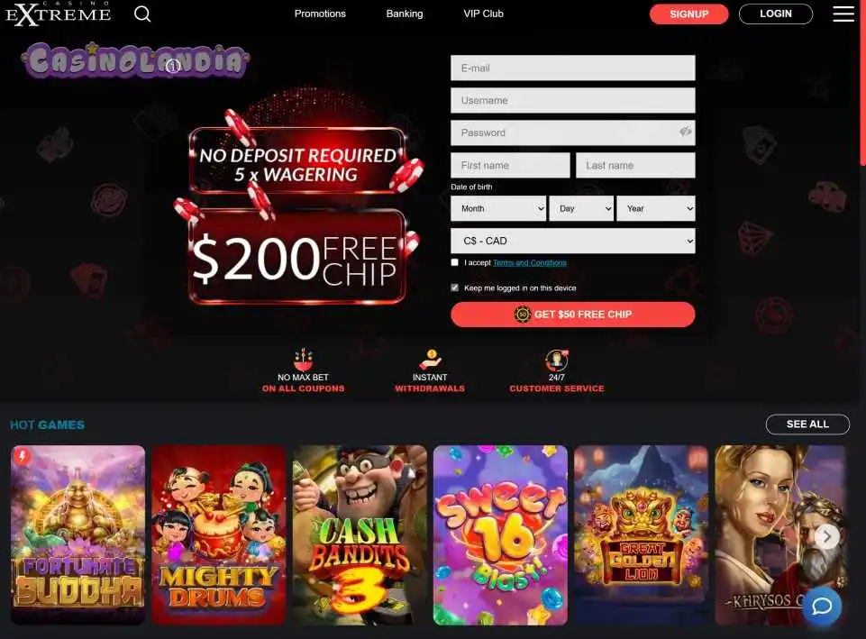 Extreme Casino Tablet Landscape