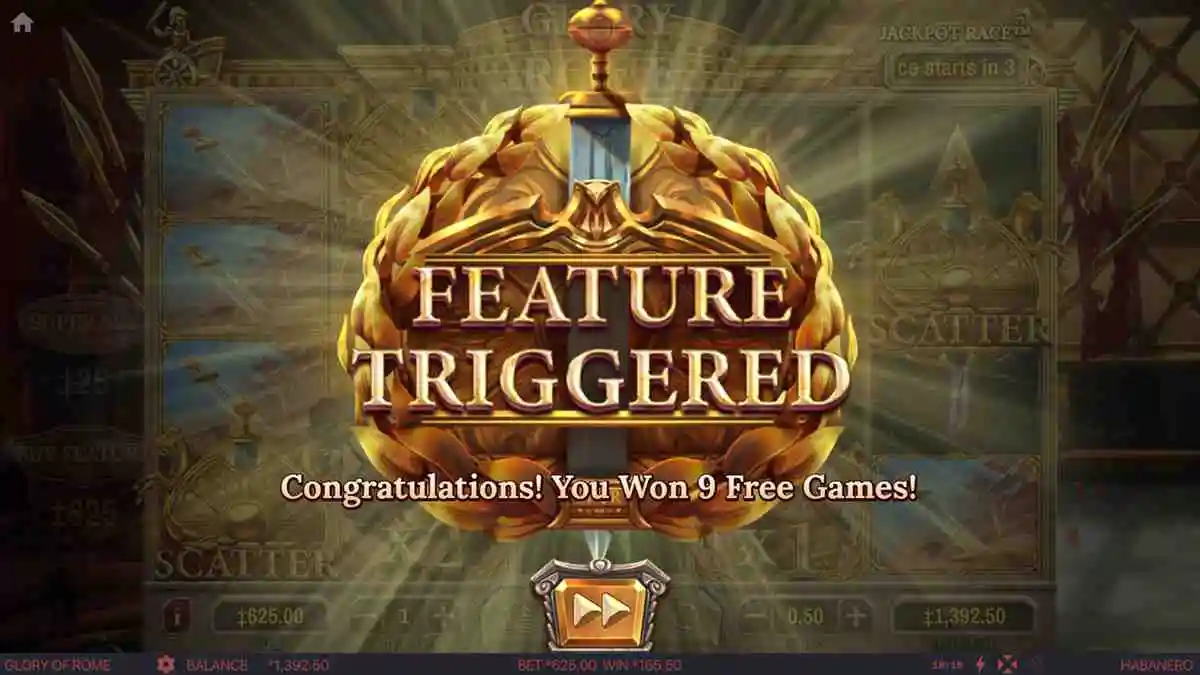 Glory of Rome Free Spins Feature