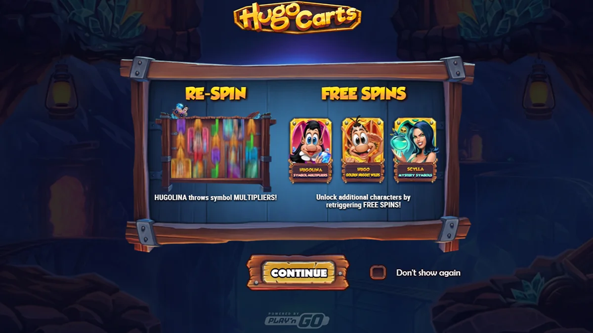 Hugo Carts Slot Home Screen