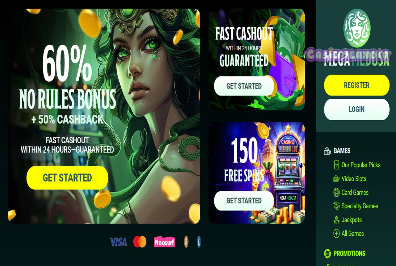 Mega Medusa Casino Desktop View