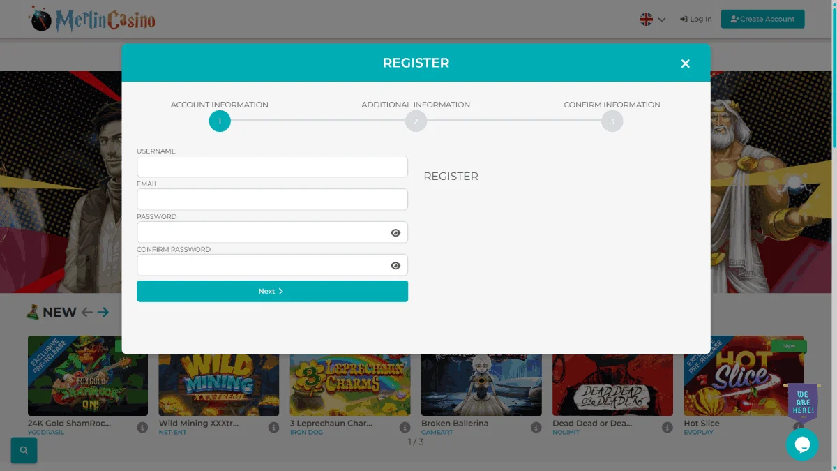 Merlin Casino Register
