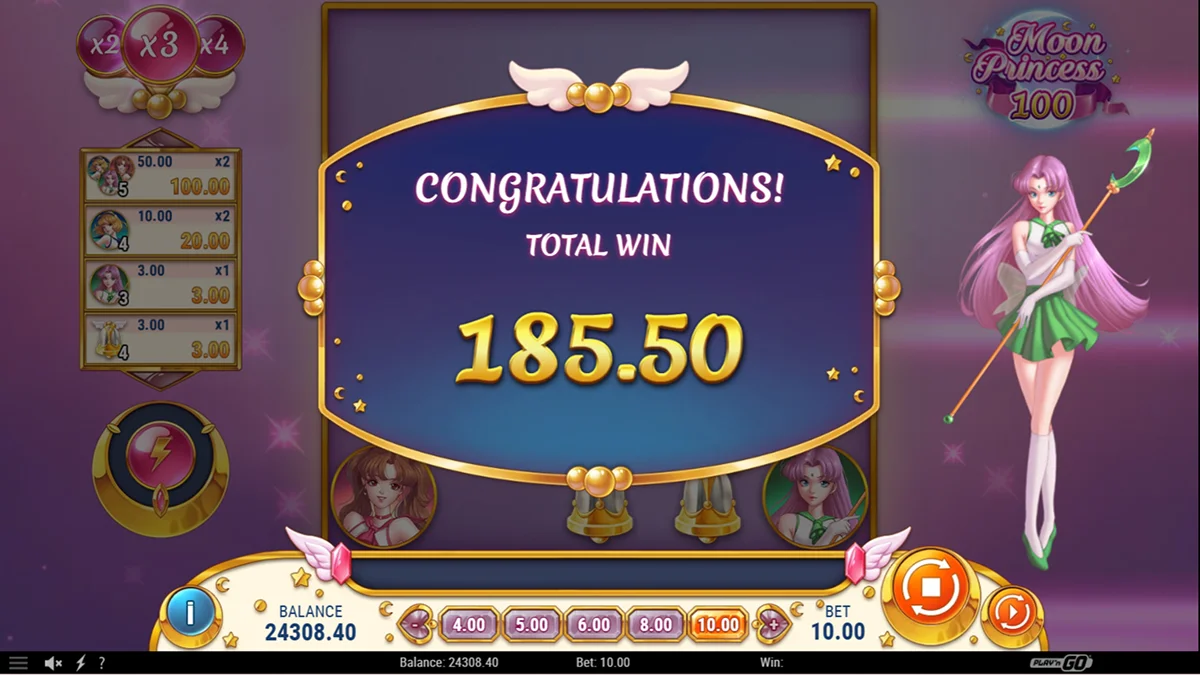 Moon Princess 100 Slot Free Spins Round Total Win