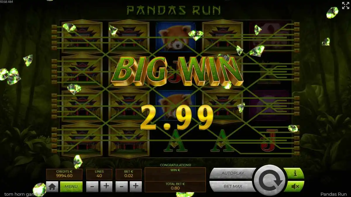 Pandas Run Big Win Screen