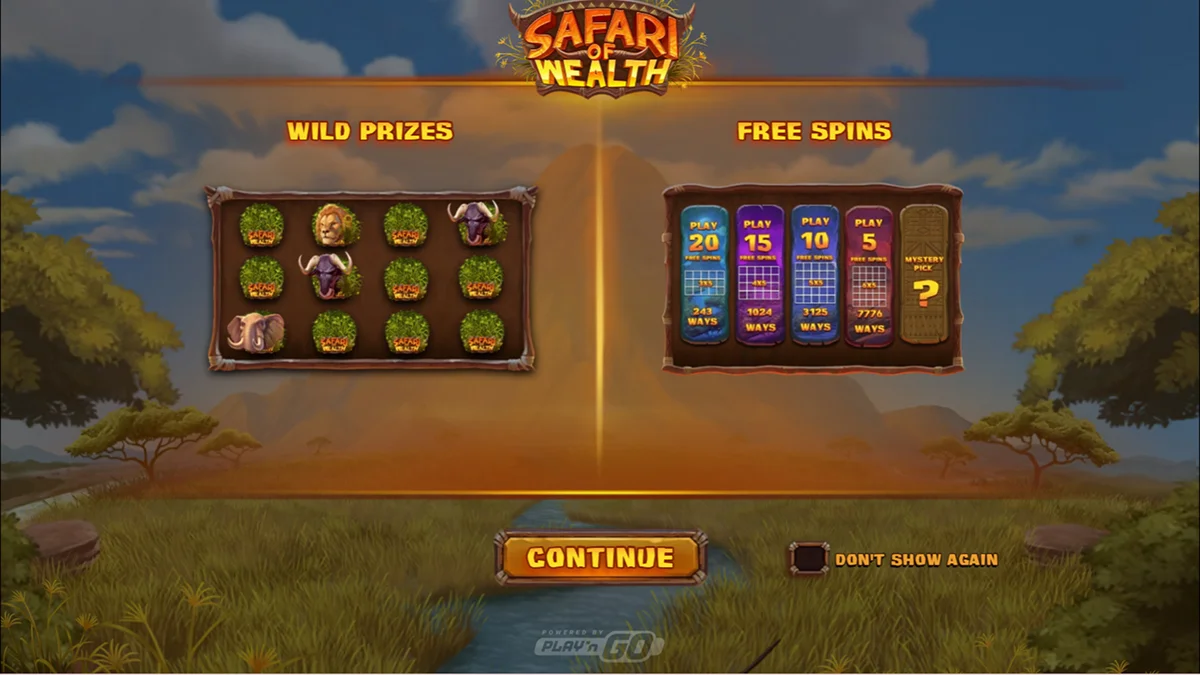 Safari of Wealth Slot Home Screen