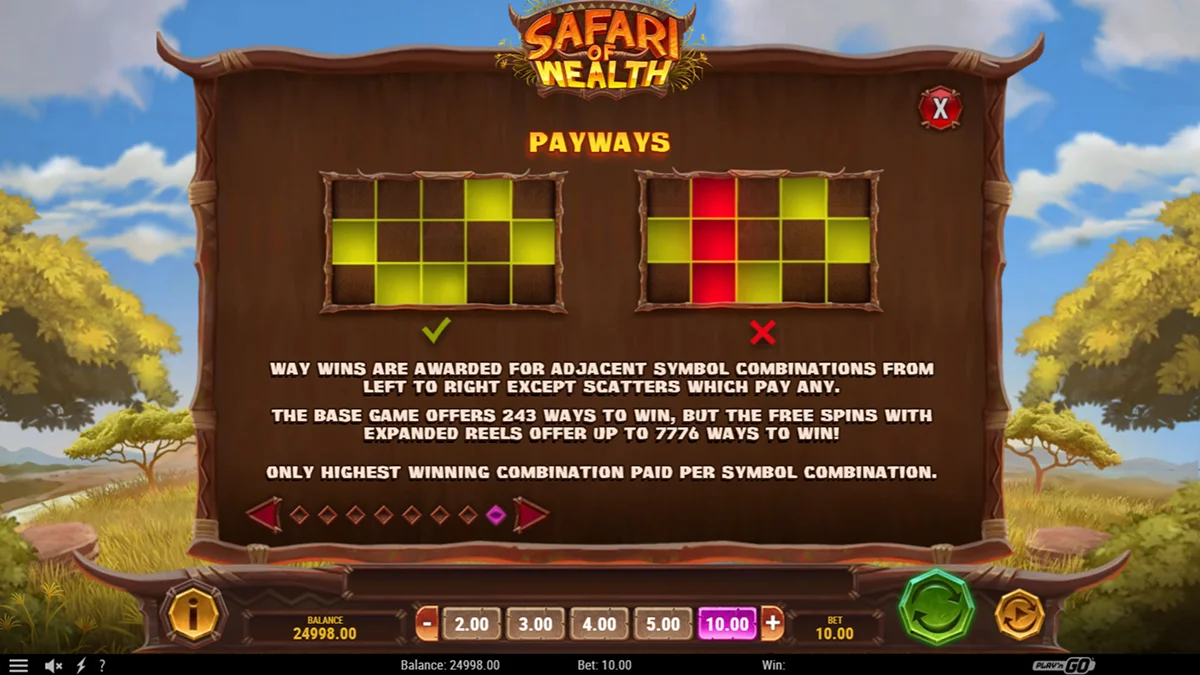 Safari of Wealth Slot Paylines