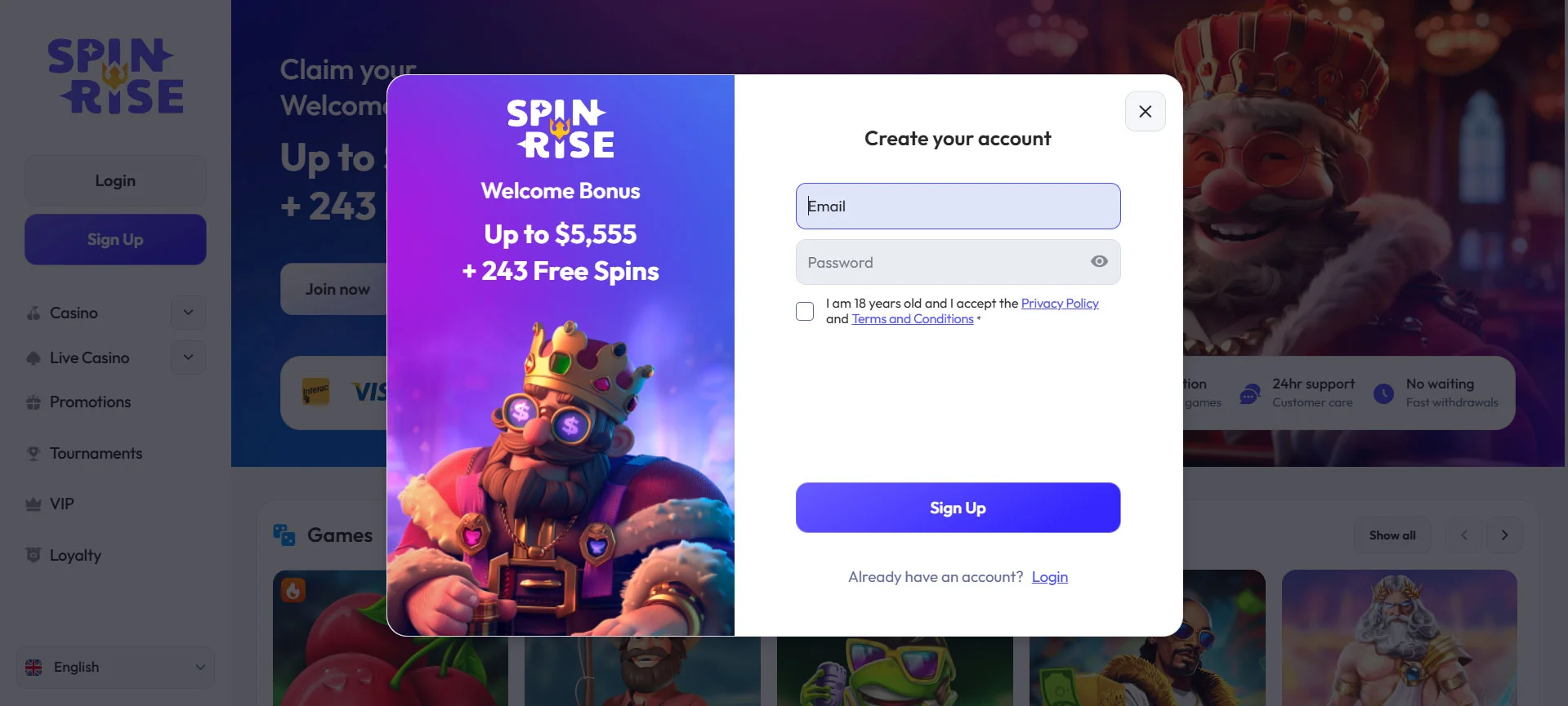 Spinrise Casino Registration