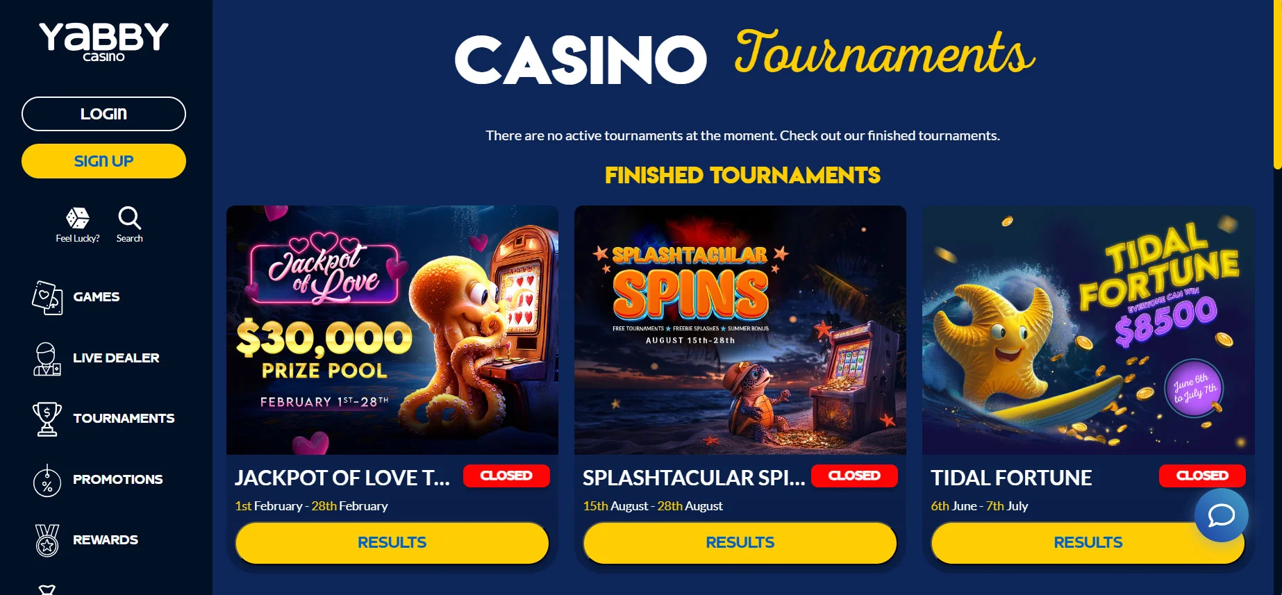Yabby Casino Tournaments