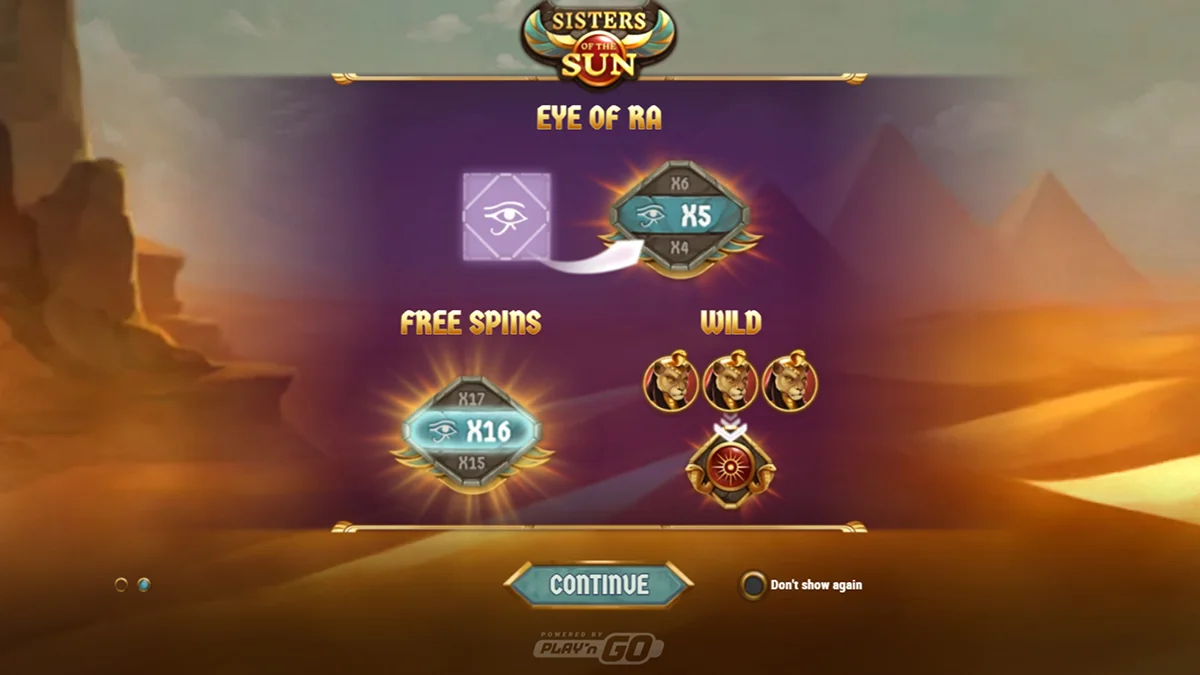 Sisters of the Sun Slot Home Screen