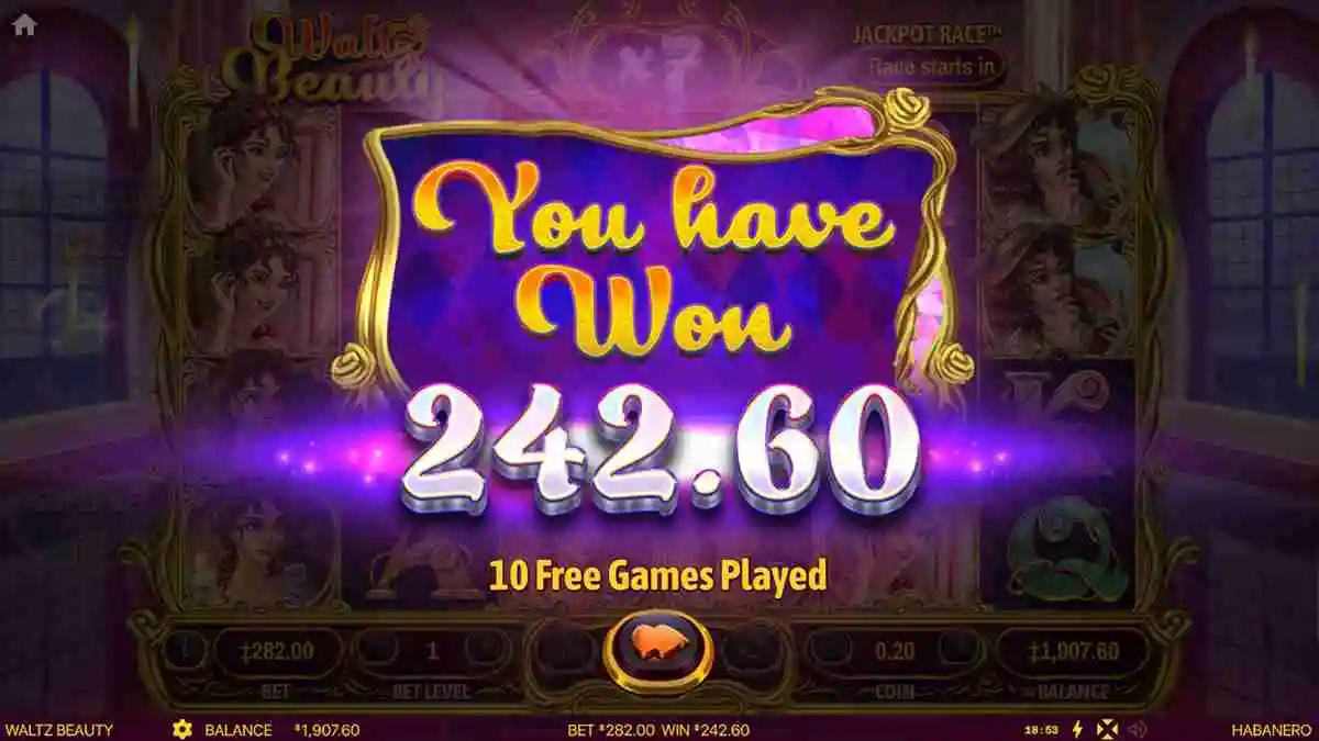 Waltz Beauty Free Spins Total Win