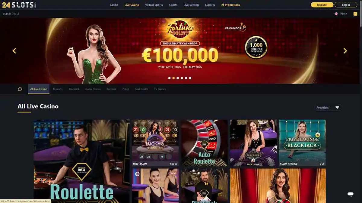 24Slots Casino Live Casino Page