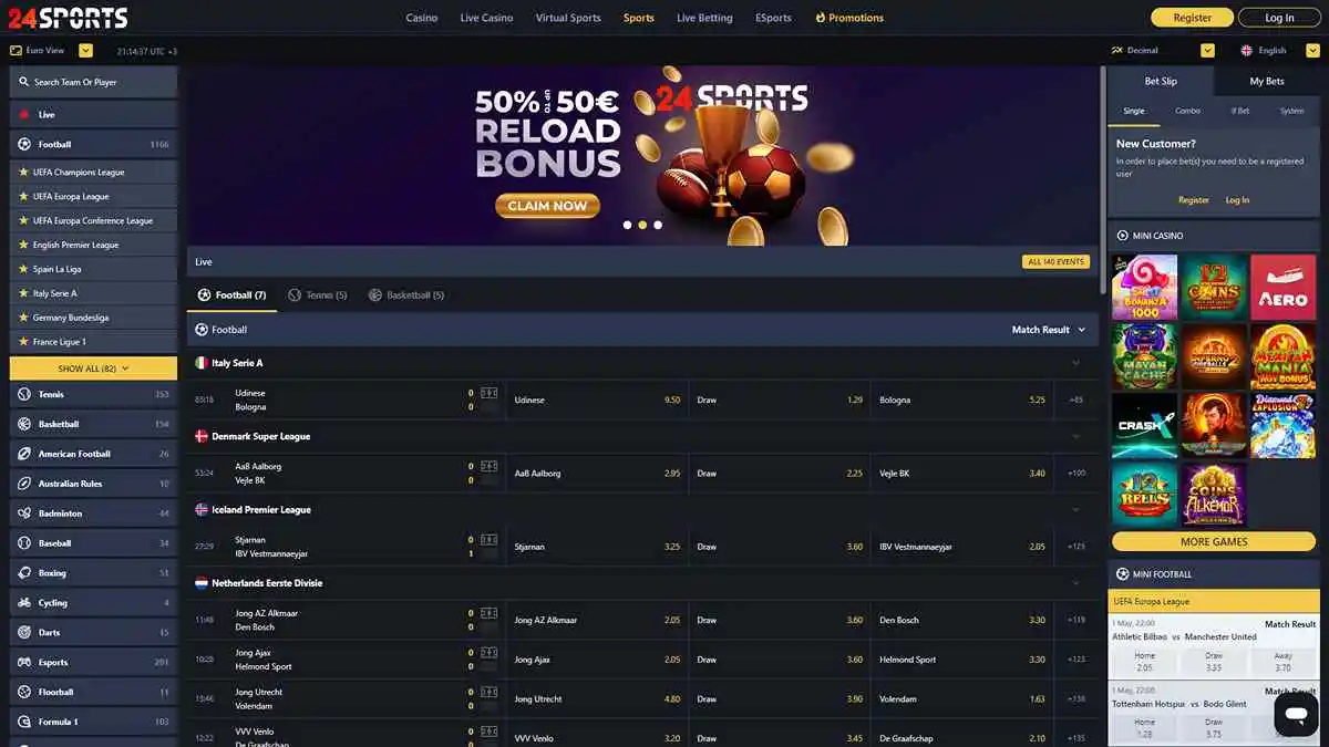 24Slots Casino Sports Section
