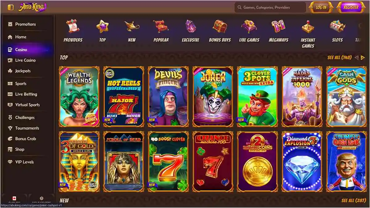 AbuKing Casino Slot Section